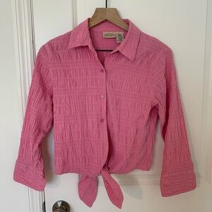 Vintage 90s St. John's Bay Pink Crinkle Button-Up Shirt